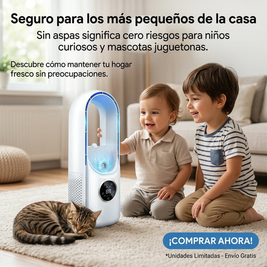 Ventilador sin aspas con humidificador