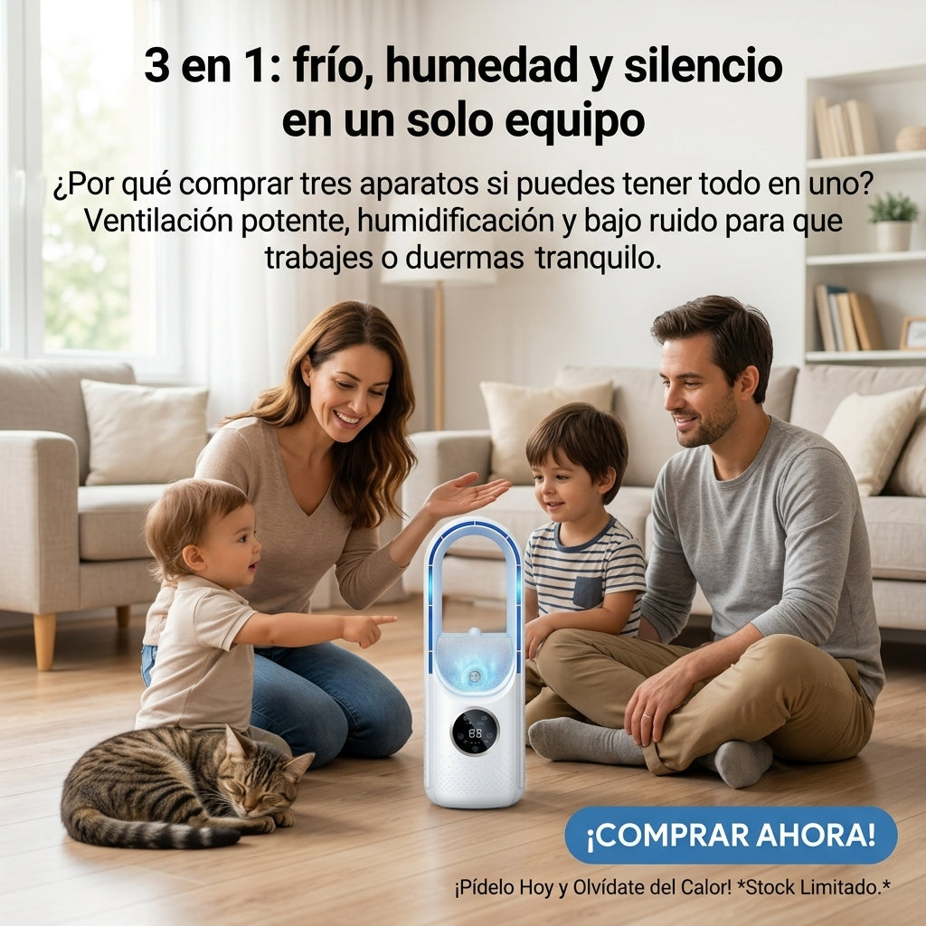 Ventilador sin aspas con humidificador